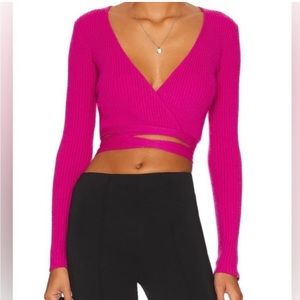 SNDYS cropped wrap knit top